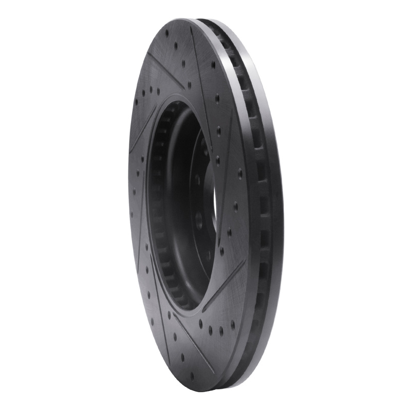 Buick LaCrosse Brake Rotor (1) - Front Left - R1 Concepts - Drilled & Slotted - Black - `16-`21